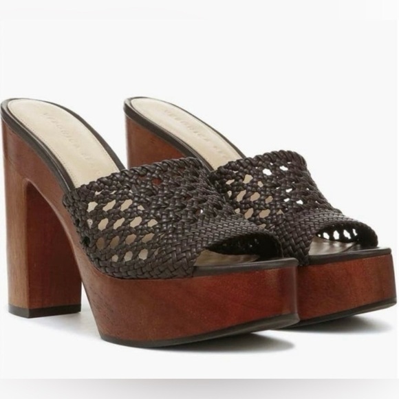 Veronica Beard Women’s Guadalupe Woven Platform Sandals Heels Size 7.5 - Picture 1 of 15